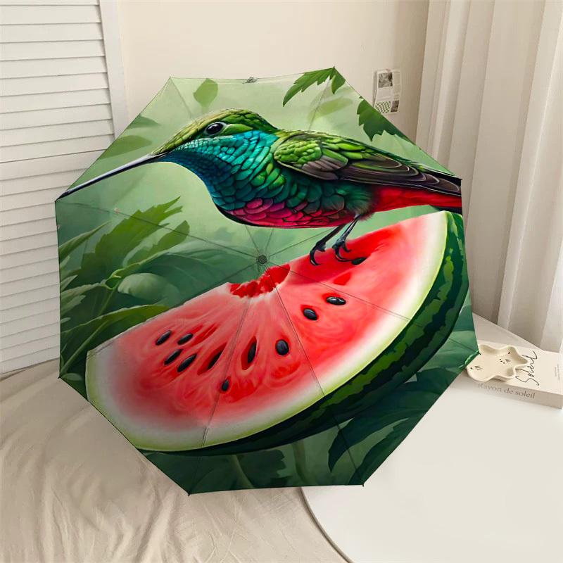 

1PC Hummingbird Watermelon Umbrella-8-Rib Reinforced, Automatic Open, Lightweight & Durable, Fashion Accessory for Outdoor-L0385