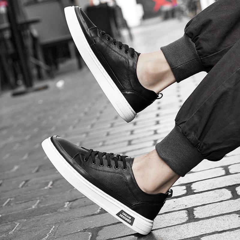 Fashion Genuine Leather Men Casual Shoes Lace-Up Mens Fashion Sneakers Handmade Mens Walking Shoes Luxury Brand Male Outdoor Flats