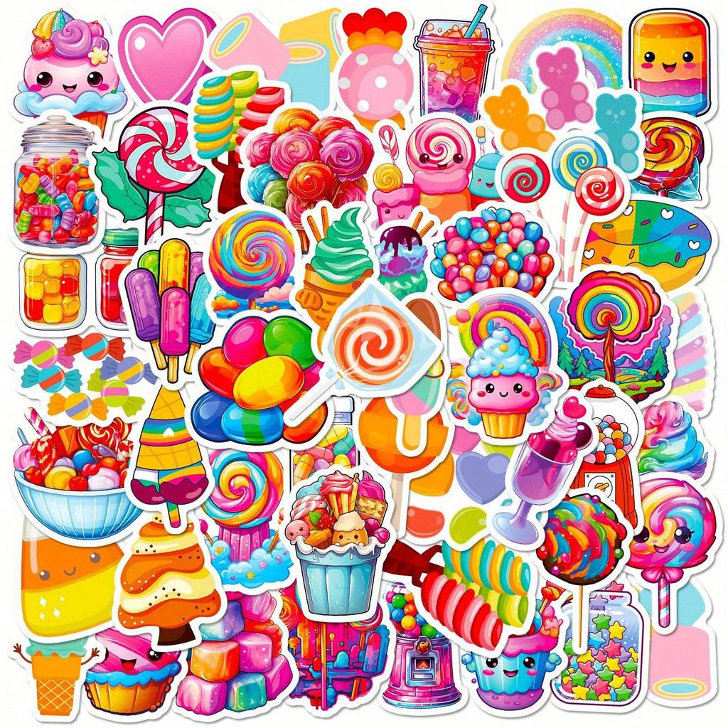 50PCS Colorful Candy Stickers Aesthetics Stickers For Scrapbooking, Diary