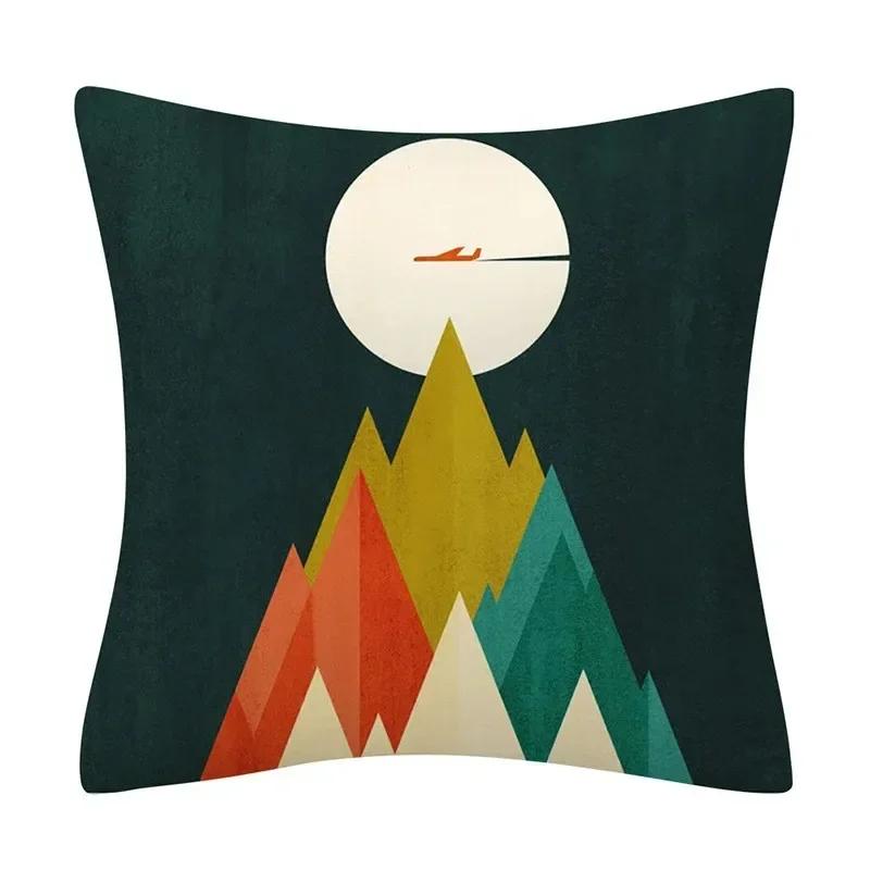 Color Geometric Crayon Painting Series Pattern Cushion Cover Decoration Chair Sofa Pillow Cover Home Decoration Pillow Cover