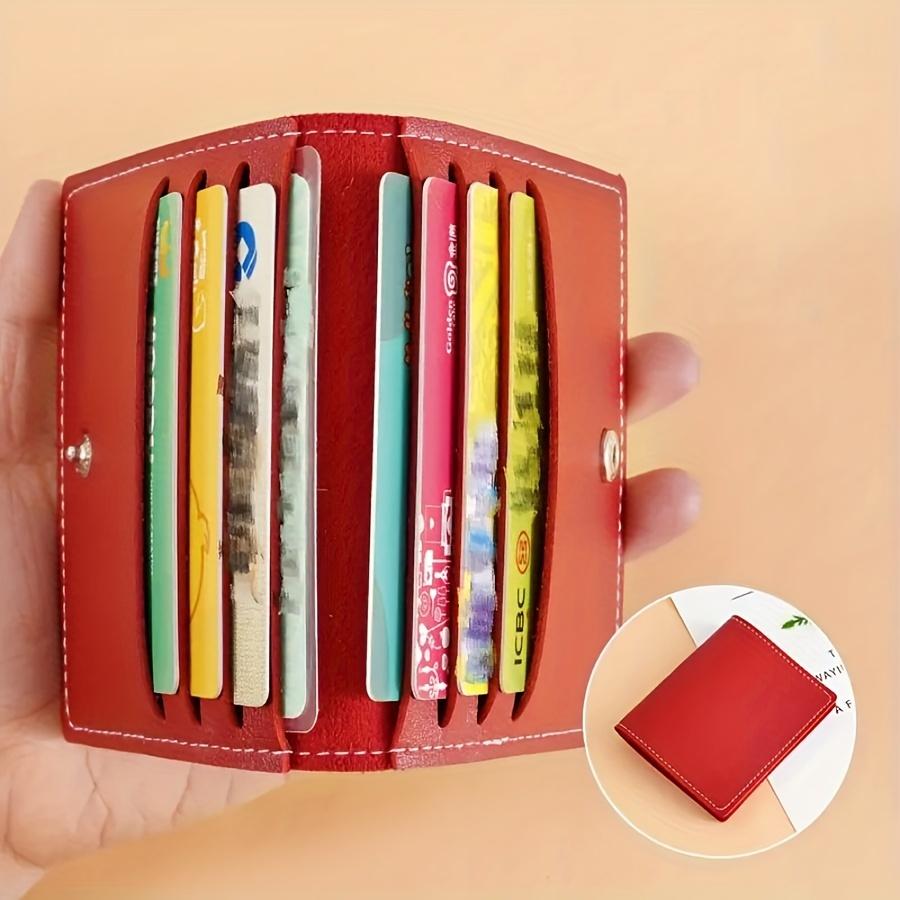 

1pc Faux Leather Card Holder with Snap Closure, Slim Card Case for 8 Credit/Bank Cards, Driver S License, Faux Leather Lining, Minimalist Design