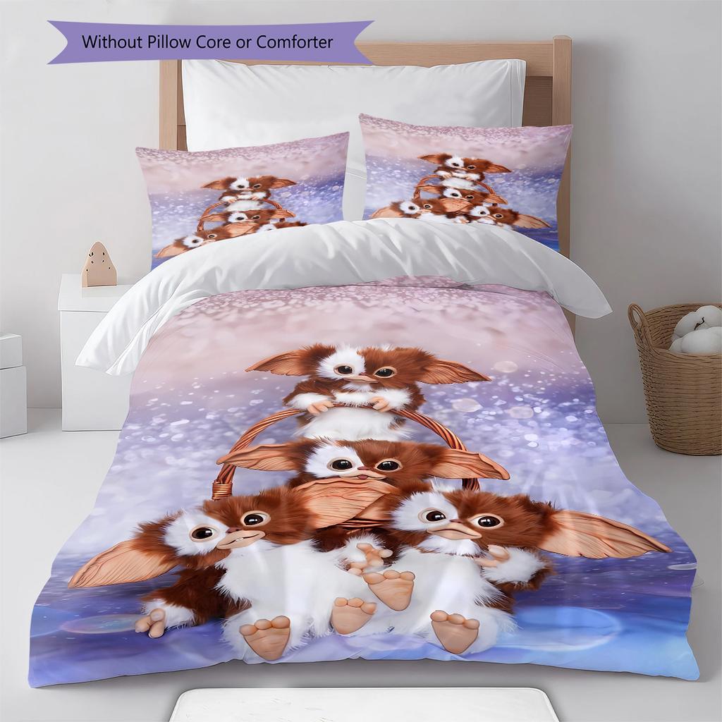 Gremlins Muster Bettwäsche, Steppbett Set Bettbezug Kissenbezug Zuhause Geburtstagsgeschenk (1 Bettbezug + 2 Kissenbezüge, ohne Füllung)