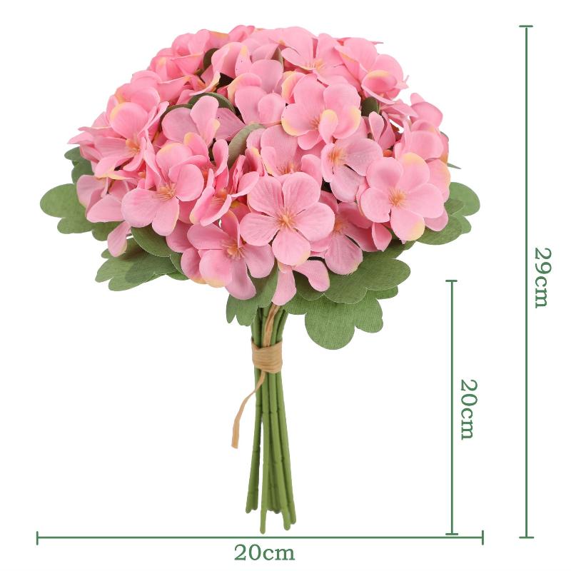 12PC/Bundle Silk Hydrangea Flowers Bridal hand Bouquet Retro Table Vase Flower Decor for Wedding Decora Room Balcony DIY Bouquet