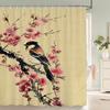1 Pc The Japanese Plum Blossom Bird Print Shower Curtain With Hooks Modern Polyester Shower Curtain Bathroom Decoration Curtain