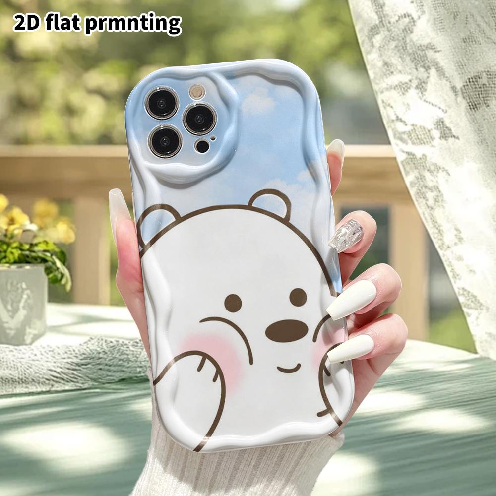 Phone Case: 2D Flat Design Suitable for iPhone 18 17 16 15 14 13 Pro Protective Case, White Bear, Perfect Christmas and Halloween Holiday Gift