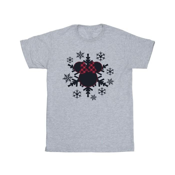 Disney Girls Minnie Mouse Gingham Snowflakes T-Shirt