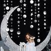 4M Paper Star Round Garland Banner Adult Birthday Party Decorations Kids Boy Girl Baby Shower Hanging Curtain DIY Wedding Decor