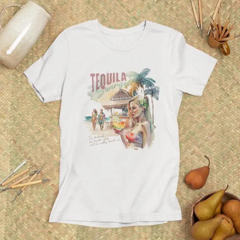 Tequila T Shirt Sunrise Vibrant Tropical Cocktail for Beach Parties Perfect Lovers S разноцветный