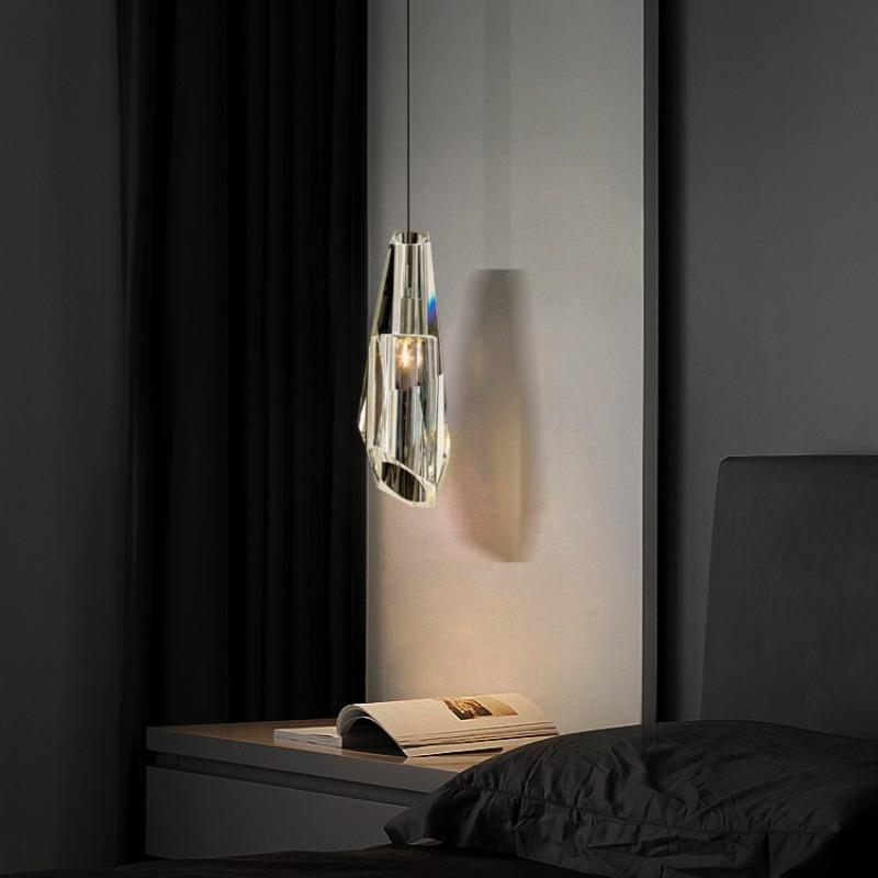 Full Copper Light Luksus Krystall Nattbordslampe Soverom Enkelt og kreativt Restaurant Bar Disk Balkong Langt Dekorativt lys