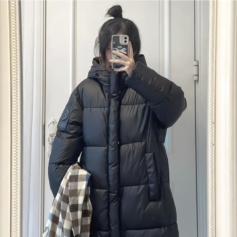 Loose women's cotton clothes medium and long academic style thickened over the knee bread clothes jacket couple casual fashion