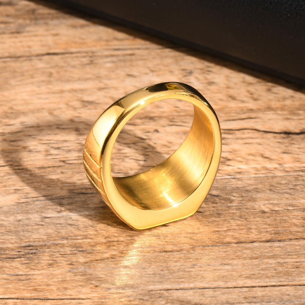 Vnox 10mm Sygnet dla Mężczyzn Kobiet, Czarny Kwadratowy Onyks Top Pierścień, Pozłacana Unisex Stal Nierdzewna Obrączka Biżuteria Statement