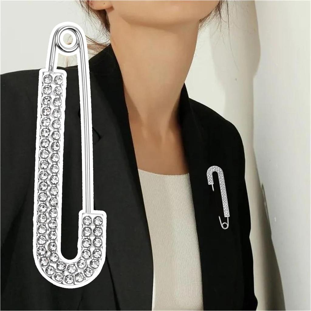 Safety Pin Brooch Brooch Pins for Women Fashion Anti-Exposure Zircon Tightener Rhinestone Clip Vintage for Women Evening Formal