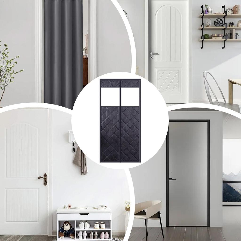 Magnetiskt dörrskydd Magnetisk avdelare med genomskinligt fönster Tillfälligt tjockt dörrskydd för vintern för vardagsrum, kök, uteplats, garage