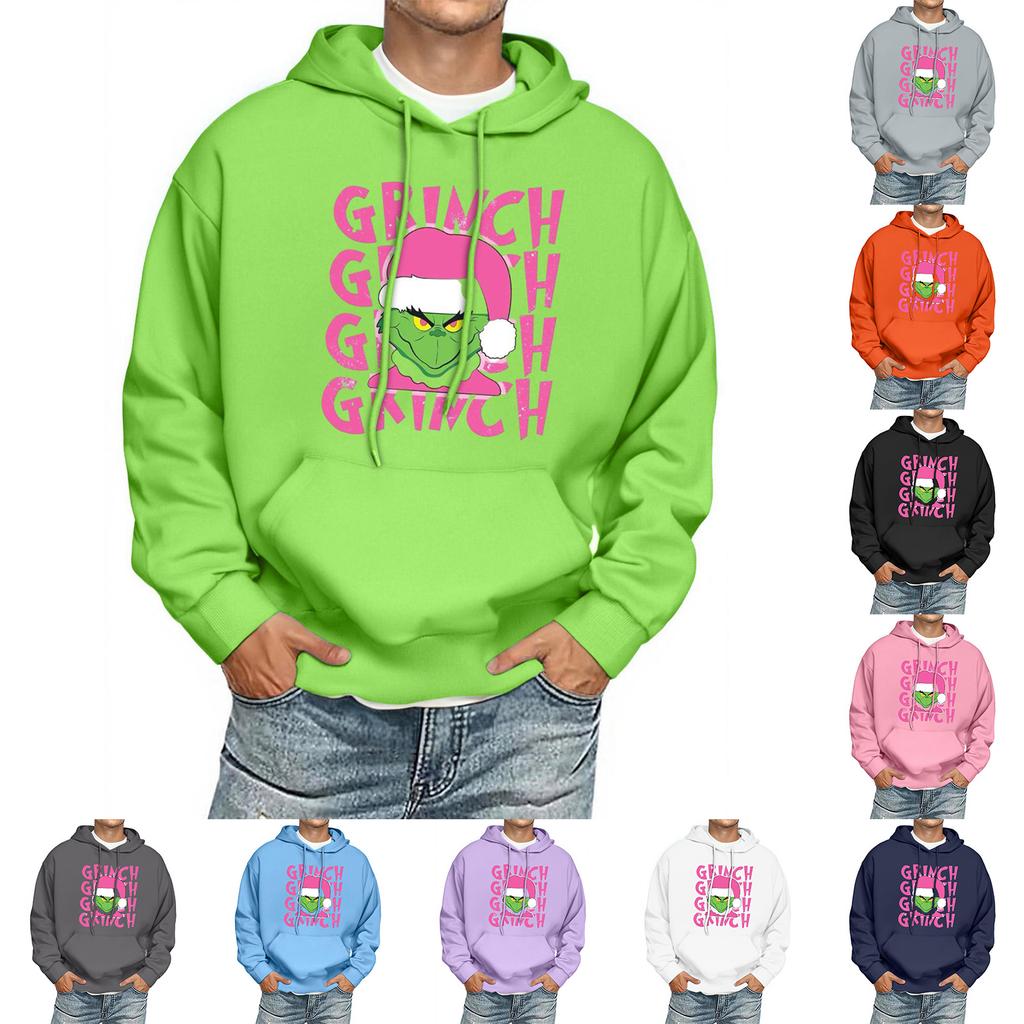 Men's Print Hooded Sweatshirt Long-Sleeve Casual Pullover Hoodie Hooded Sweatshirt