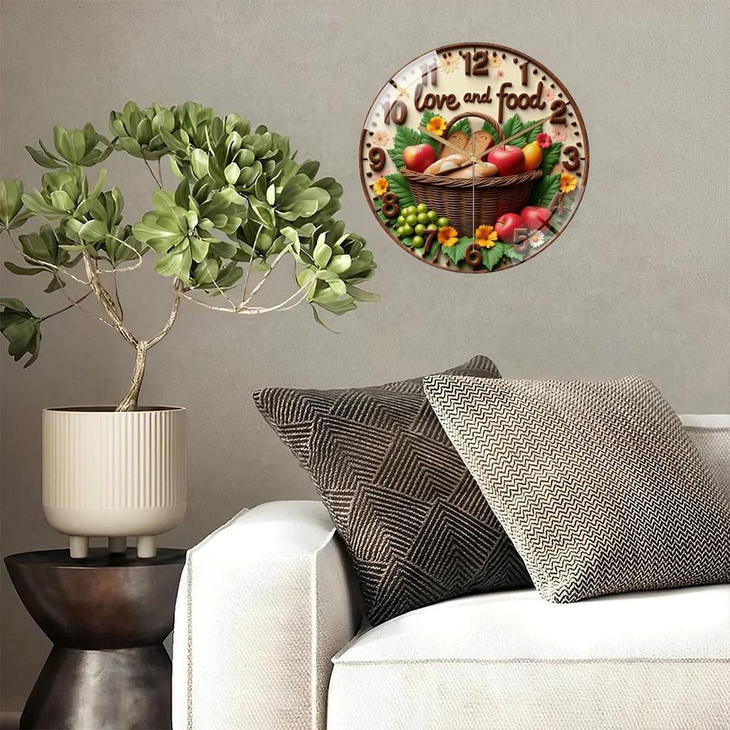 Mid-Century Modern 30x30cm Round Glass Wall Clock with Retro Feel