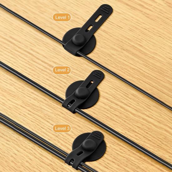 3Pcs Silicone Cable Tie Adjustable Self-adhesive Earphone Phone Charger Computer Power Cord Bundling Strap Reusable Wire Management Organizer Wrap