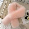 Cozy Versatile Faux Fur Scarf Solid Color Soft Faux Fox Rabbit Fur Collar Scarf Fluffy Warm Neck Warmers For Women