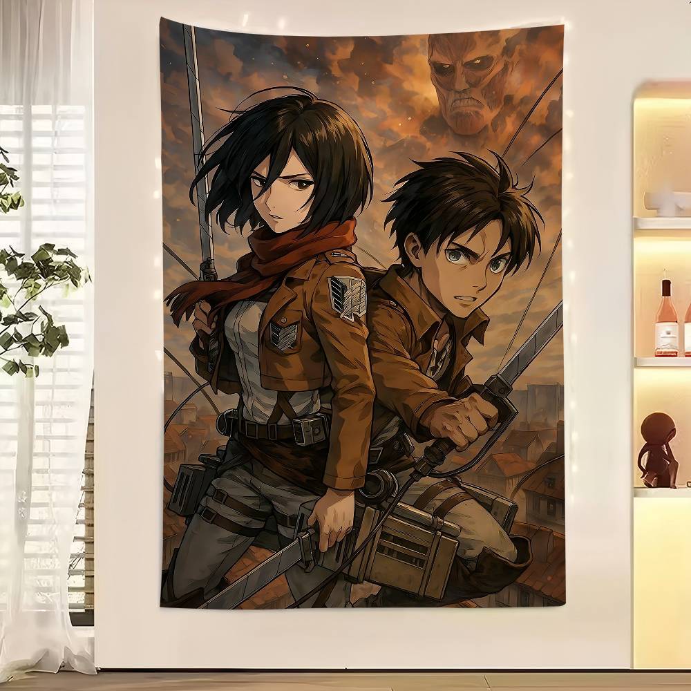 Vintage Anime AAttack On Titan Printed Large Wall Tapestry Indian Buddha Wall Decoration Witchcraft Bohemian Hippie Wall Art