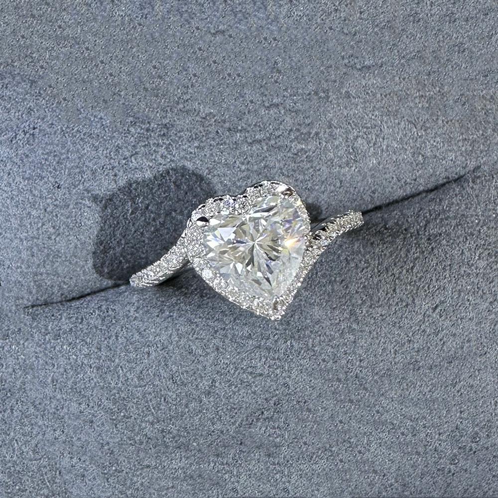 Vinregem 100% 925 Sterling Silver 3EX VVS1 D Color Heart Cut 7*7 MM 1.2CT Real Moissanite Diamonds Ring for Women Wedding Party Fine Jewelry Gifts