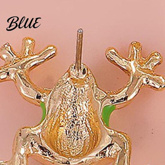 Animal Ear Accessories 46024 Pairs Frog-Shaped Earrings Sparking Rhinestones Inlaid