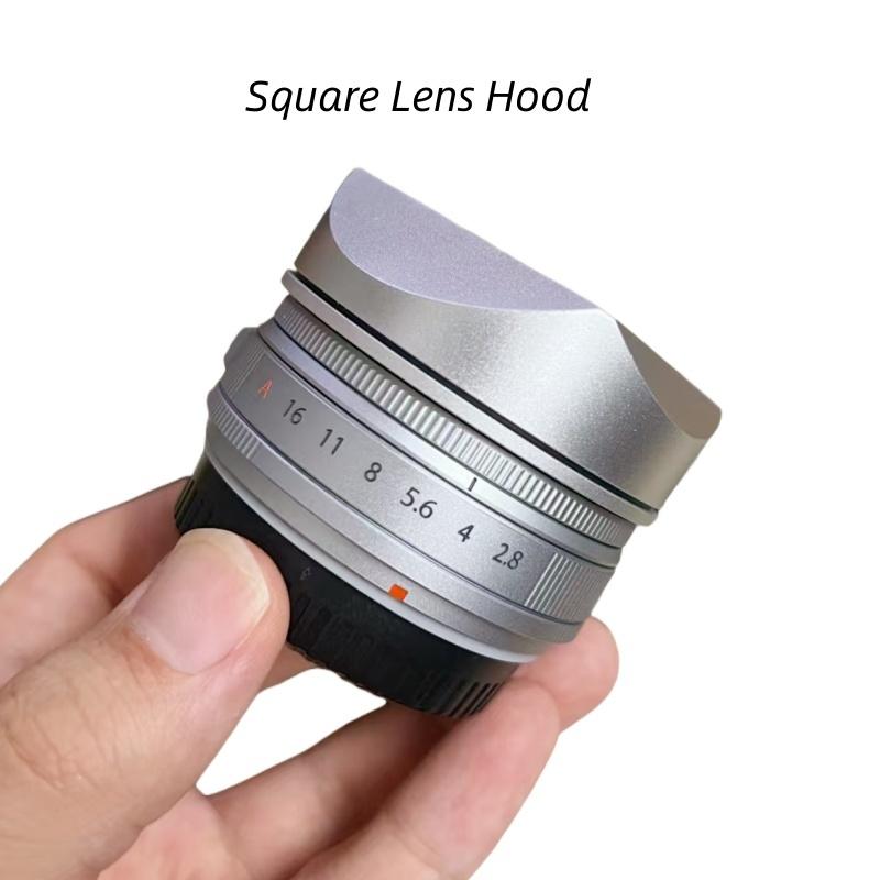

Metal Square Lens Hood With Metal Cap for Fujifilm Fujinon XF23mm F2.8 R WR - X-E5 Camera Accessories срібний