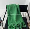 Winter new solid color versatile thickened scarf mohair fringed soft waxy warm student scarf women