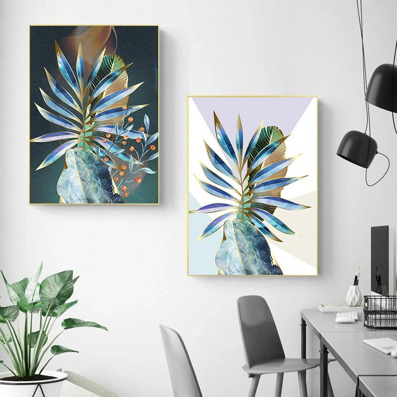 Leaves, Artistic Modern Canvas Print, Leaf Themed Canvas Picture Artwork Hanging For Bedroom Living Room Office