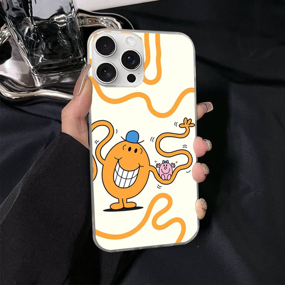 Gifts Mr Men And Little MisS Silver Gradient Pleated Water Ripple Phone Case For IPhone 17 16 15 14 13 12 11 Pro Max