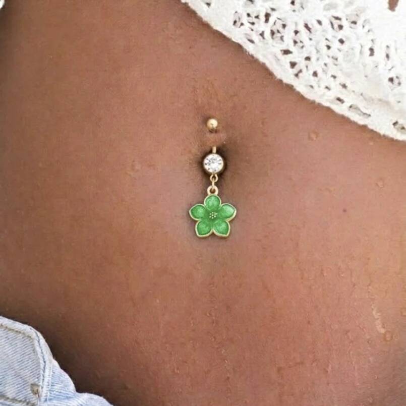 Ingemark Böhmischer Edelstahl Bauchnabelpiercing Ring Körperschmuck für Frauen Süße Bunte Blume Bauchnabelpiercing Ringe Neu