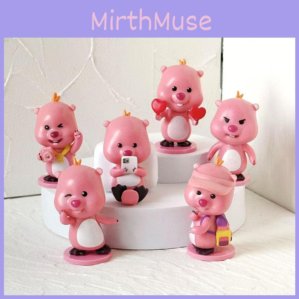 Loopy Pvc Collectible Figure Cute Pink Beaver Decor For Girls