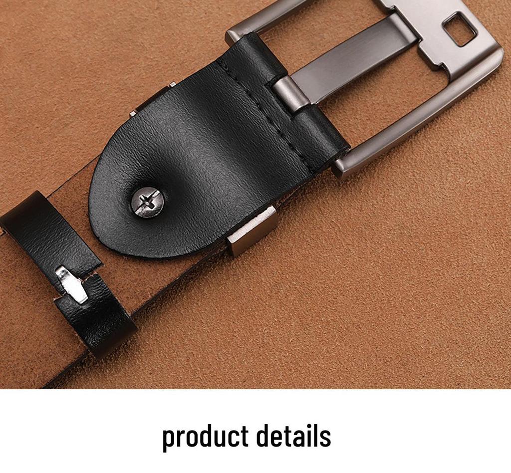 Men's Genuine Leather Extra-Long Black Plus Size Belt