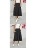 European High-Waisted Casual Midi Skirt - A-Line, Loose Fit, Draped Hem