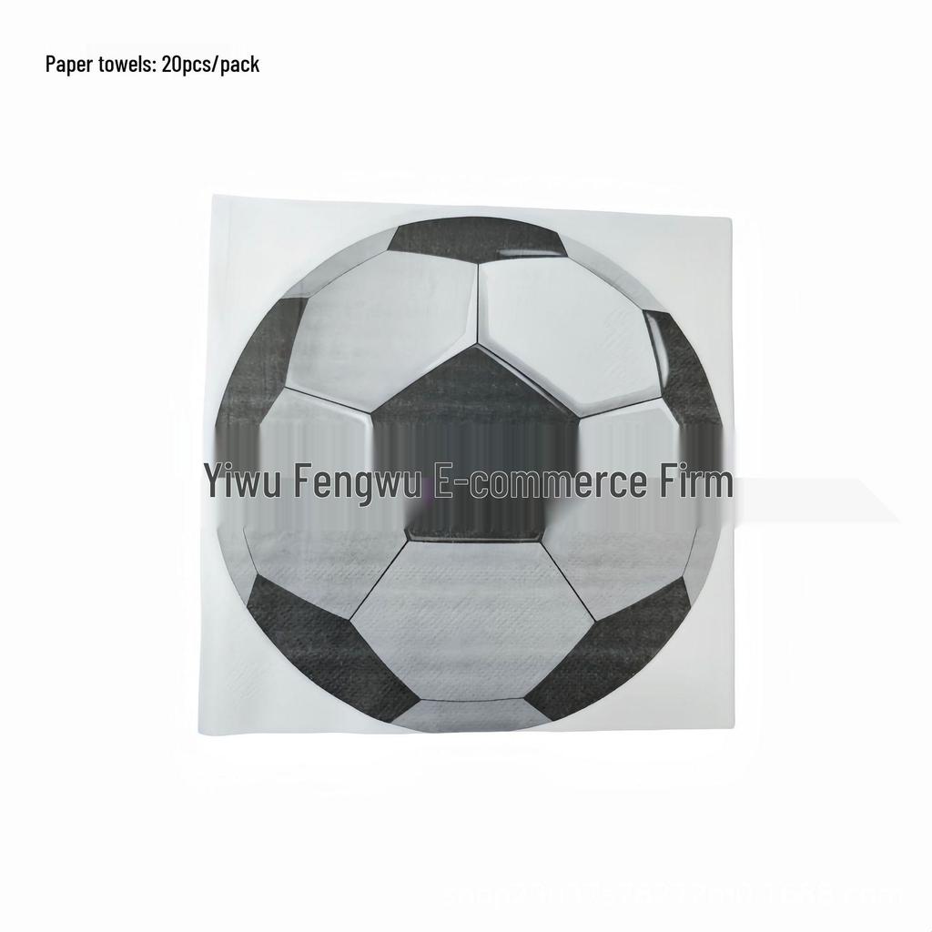 White Football Party Supplies: Disposable Tableware Set with Plates, Cups, and Napkins for Boys' Birthday