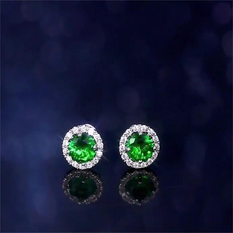 Elegant Green Cz Stud Earrings For Women Trendy Jewelry Accessory For Wedding Engagement Party Ladies