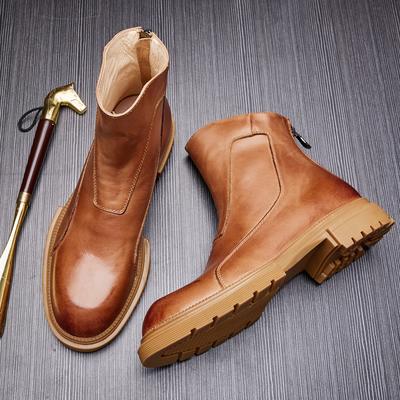 Martin Boots Men'S High-Top British Style Winter Velvet Tooling Military Boots Trendy Versatile Leather Short Boots Locomotive Leather Boots