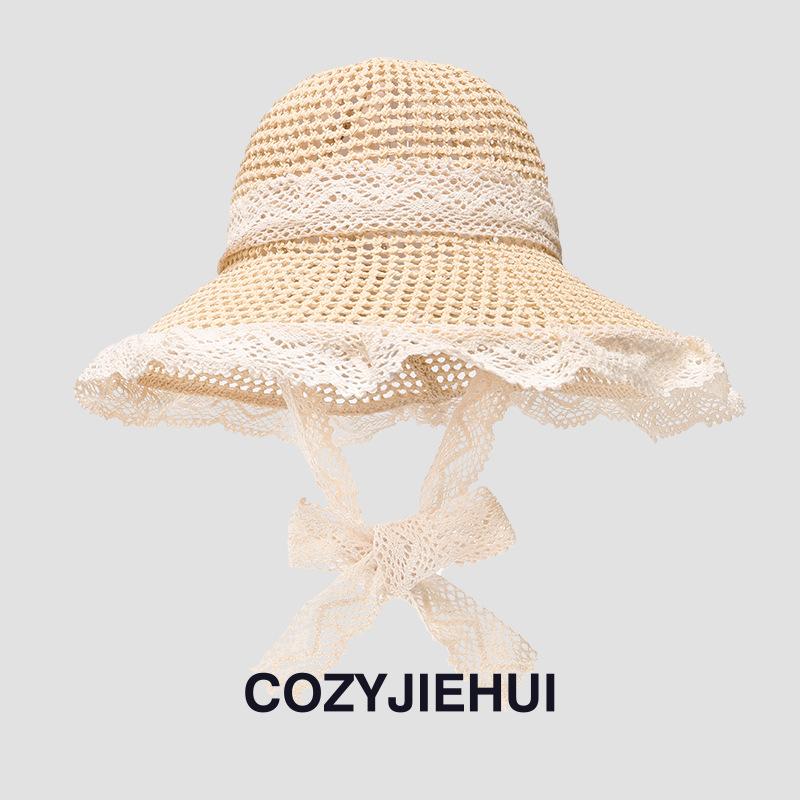 Hohler atmungsaktiver gestrickter gewebter Fischerhut Damen Frühling Sommer Sonnenhut Damen Senior Sense Beckenhut 2025 Fischerhut