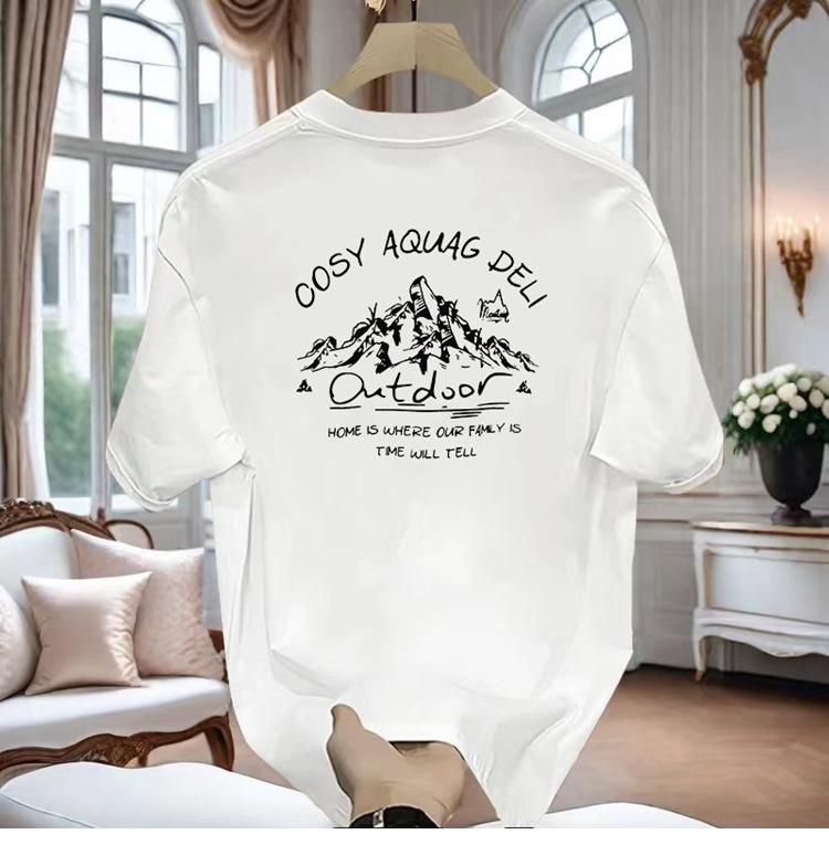 American Trendy Brand Pure Cotton Men'S Printed Short-Sleeved T-Shirt Trendy Men'S And Women'S Versatile Round Neck T-Shirt Men'S