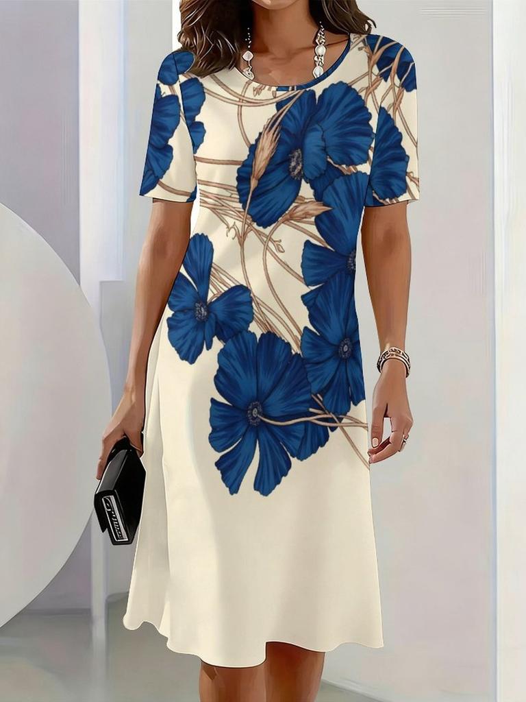 New Summer Mid-length Dress 3D Printed Design Casual for Outings and Parties