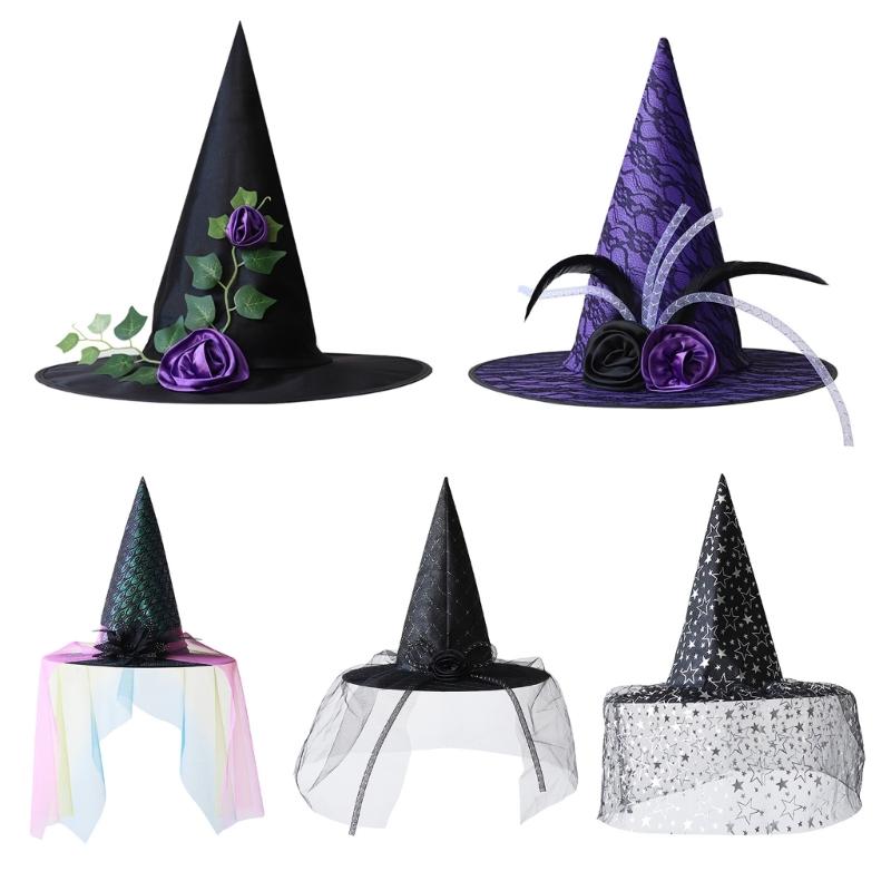 Halloween Hexenhut für Kinder Erwachsene Halloween Party Cosplay Kostüm Requisiten Gruseliger Zaubererhut für Halloween Party