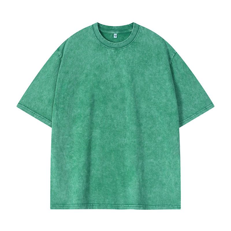 Foreign Trade Export Surplus Stock, Summer New Style, Washed and Distressed, Heavyweight 230g, Unisex Couple Short-Sleeve T-Shirt, Trendy