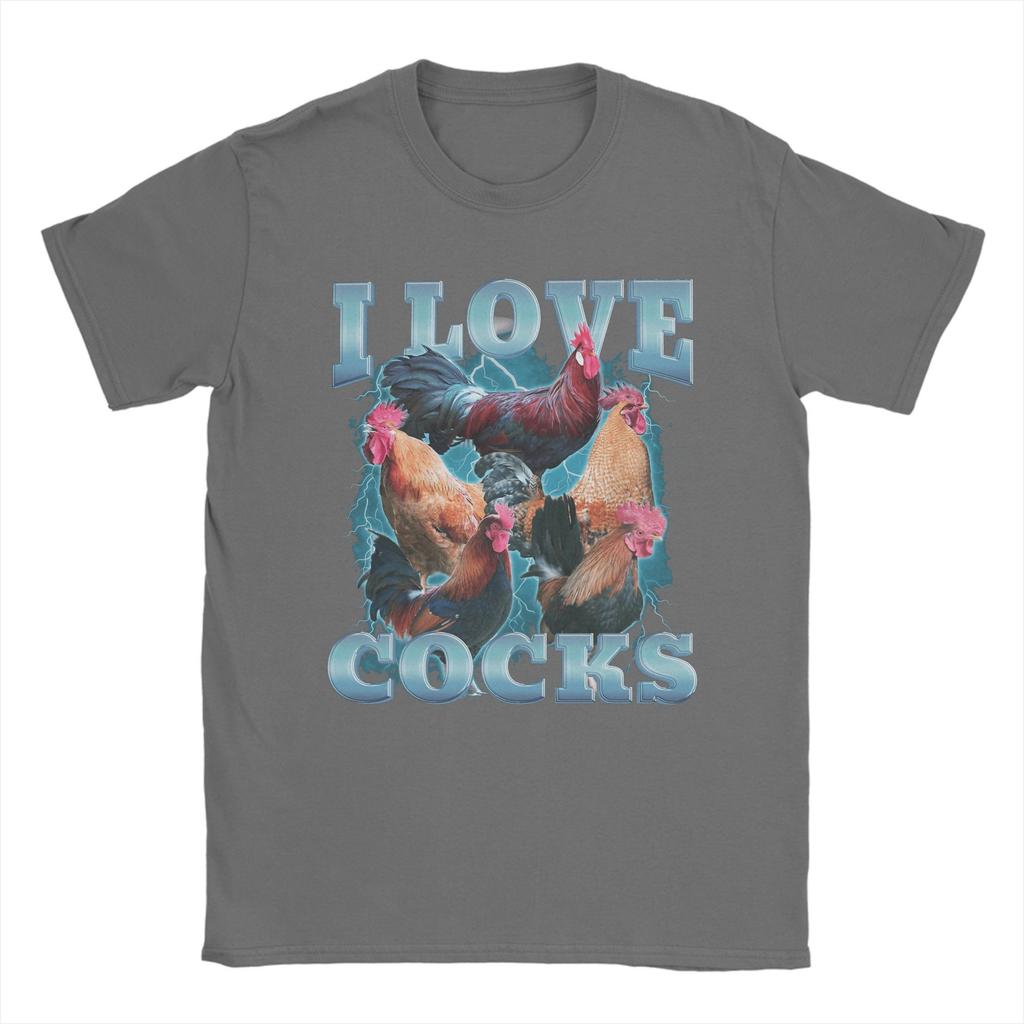 I Love Cocks Funny Roosters Meme T-Shirt Summer  Hipster T Shirts Couple 100 Cotton Crew Neck Plus Size Streetwear Tshirt