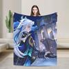 Neuvillette Genshin Impact Blanket  Warm Soft For Couch Chair Sofa Bed Airplane Travel Flannel Bedspread Bed Cover