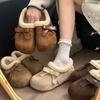Thick-soled Birkenstocks, velvet temperament bow models, new winter models, soft-soled outer wear cotton shoes to keep warm