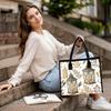 Vintage Winter Printed Canvas Tote Bag Casual Large Capacity Daily Carry Handbag