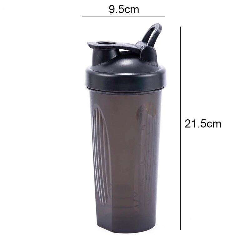 Tragbare Proteinpulver-Shaker-Flasche, 600 ml, auslaufsichere Wasserflasche für Fitnessstudio, Fitnesstraining, Sport-Shaker-Mixbecher mit Skala