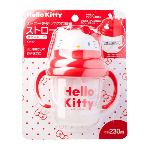 skater baby straw hopper two-handed mug 230ml 3d sanrio hello kitty one push silicone straw ksh2-a for ages 8 months and up