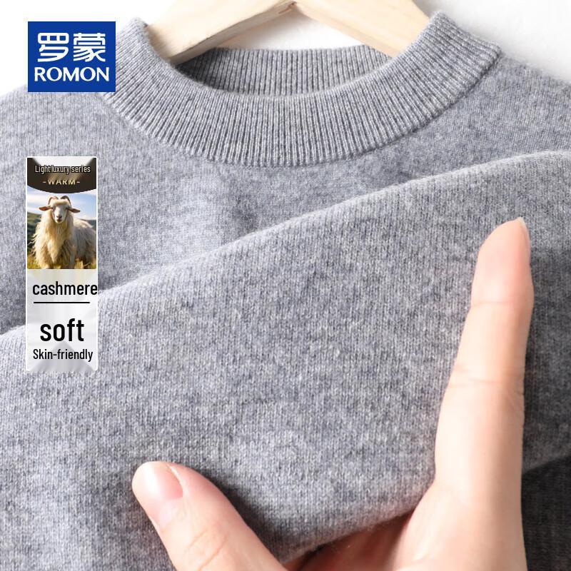 ROMON Men's Round Neck Cashmere Blend Pullover Sweater