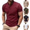 Camicia Estiva da Uomo Girocollo Maniche Corte Monocolore Pullover Bottoni Morbida Traspirante Casual Lunghezza Media Top da Lavoro Quotidiano da Uomo