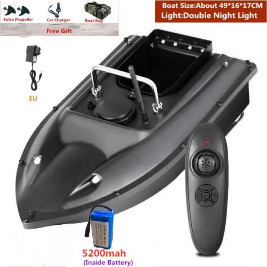 Smart Fixed Speed Cruise Radio Remote Control Fishing Bait Boat 1.5KG 500M Dual Night Light Lure Fishing RC Bait Boat Fishing EU Black 5200 1B