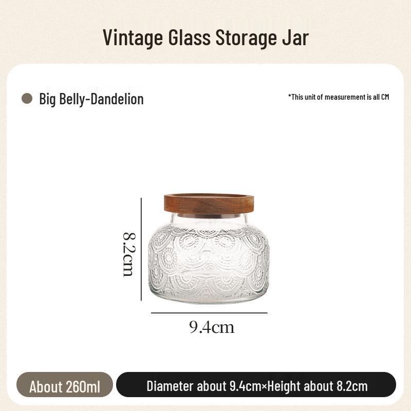 Retro Embossed Glass Storage Jar for Grains, Food, and Tea - Sealed Kitchen Container